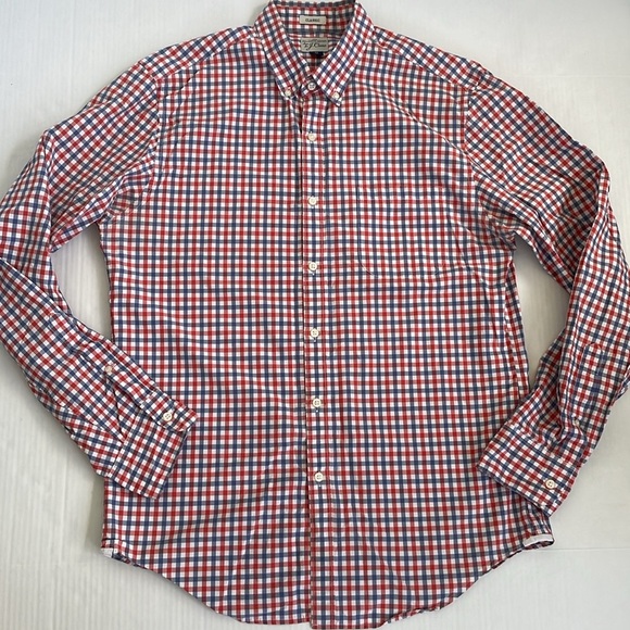 J. Crew Red and Blue Gingham Casual Button Down Shirt Medium 2 Ply 100% Cotton - Picture 11 of 15